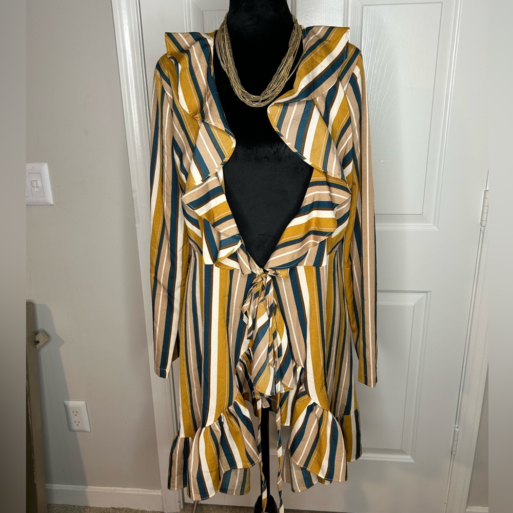 Nasty Gal Vera & Lucy ruffle tie up top cover up cardigan